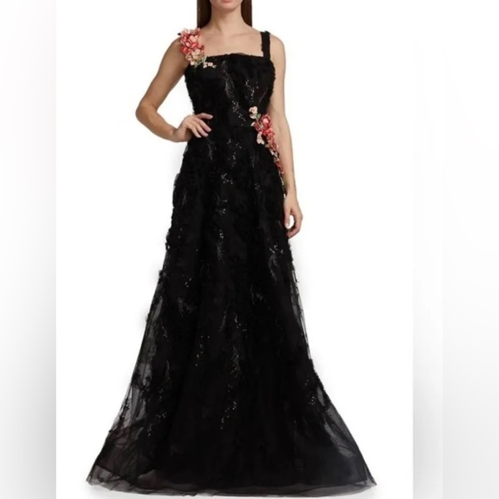 Teri Jon by Rickie Freeman Metallic Tiered Gown | US 14